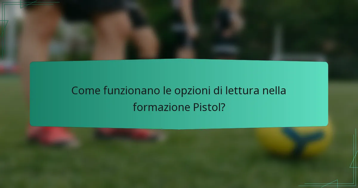 Come funzionano le opzioni di lettura nella formazione Pistol?